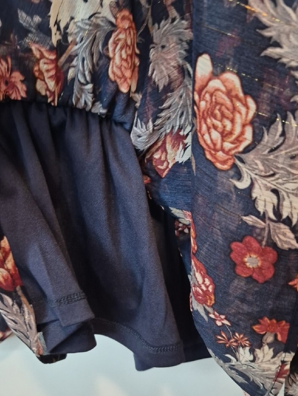 Maurices Navy Floral Peasant Blouse with Rose Print Size XL - Picture 6 of 12